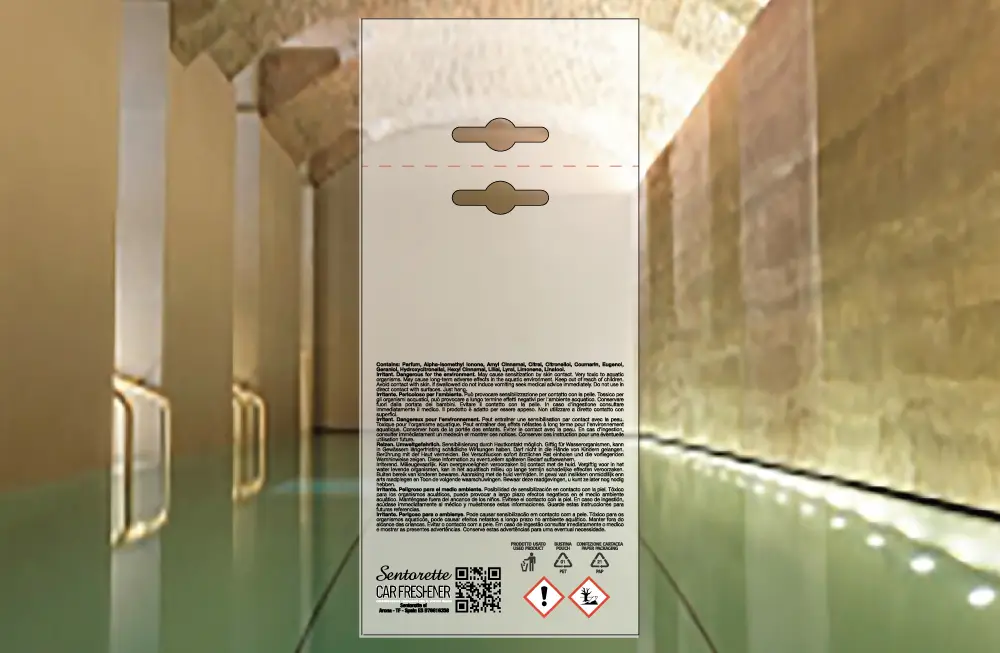 Template packaging personalizzato profumatore auto, fragranza:Day at the spa